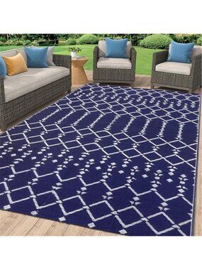 Outdoor Rug 6x9 ft, Waterproof Reversible Plastic Straw Rugs, Boho Outdoor Rugs
